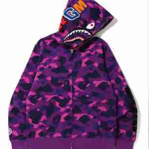 purple camo shark full zip bape hoodie