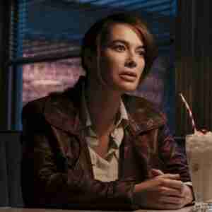 Gunpowder Milkshake Brown Scarlet Leather Jacket