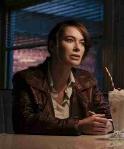 Gunpowder Milkshake Brown Scarlet Leather Jacket