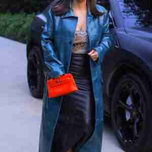 Kim Kardashian Blue Trench Coat