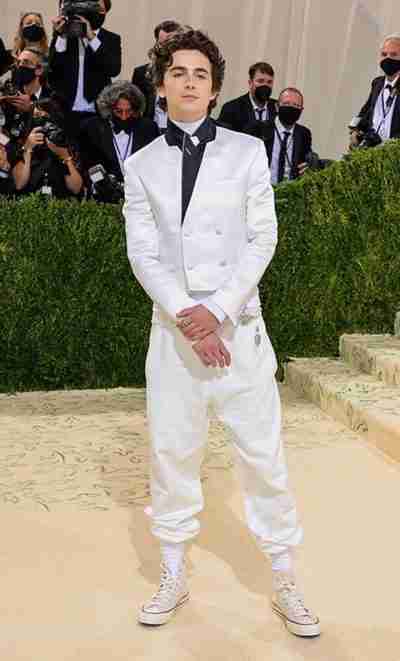 Met Gala Timothée Chalamet White Cropped Blazer