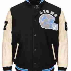 Detroit Lions Leather Varsity Jacket
