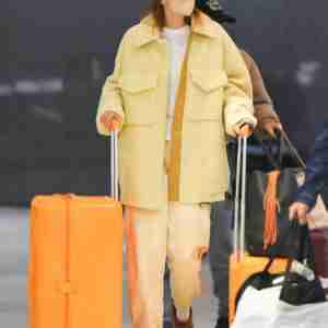 Gigi Hadid Shearling Yellow Coat