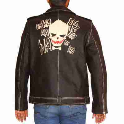 Halloween Face Print Motorcycle Jacket