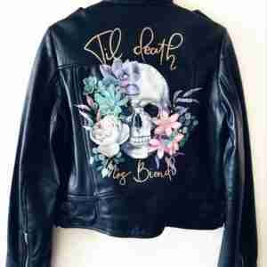 Halloween Painted Leather Black Jacket