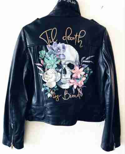 Halloween Painted Leather Black Jacket