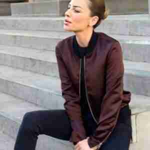 Lucifer S05 Lauren German Maroon Bomber Jacket
