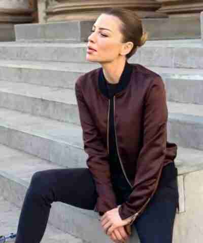 Lucifer S05 Lauren German Maroon Bomber Jacket