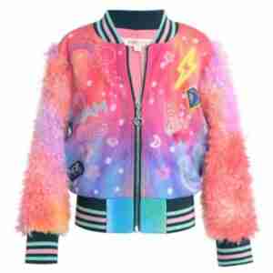 Women Rainbow Printed Cosmic Bomber Jacket
