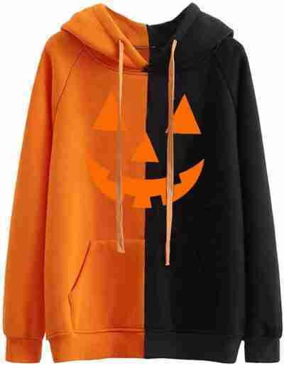 Womens Halloween black and orange Hoodie