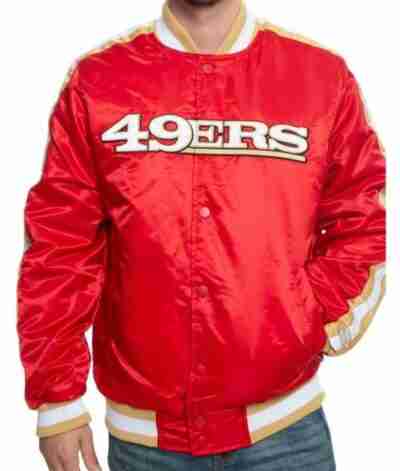 49ers SF Red Satin Varsity Jacket