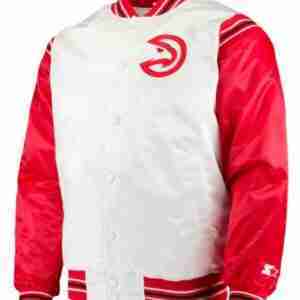Atlanta Hawks Red and White Varsity Jacket