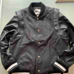 Unisex Black Wool Varsity Jacket