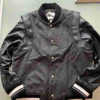 Unisex Black Wool Varsity Jacket