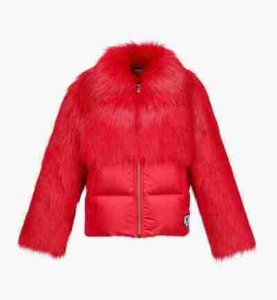 Women’s Faux Fur Red Puffer Jacket