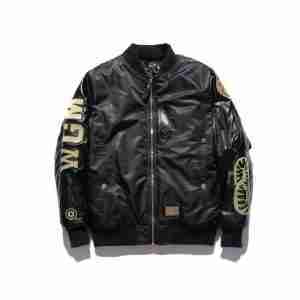 BAPE Shark Face Black Gold Chris Brown Bomber Jacket