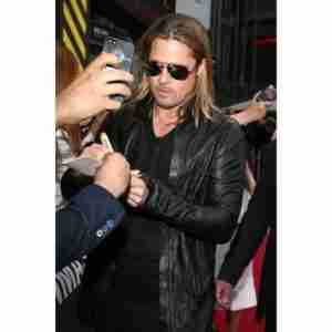 Brad Pitt World War Z Leather Black Jacket