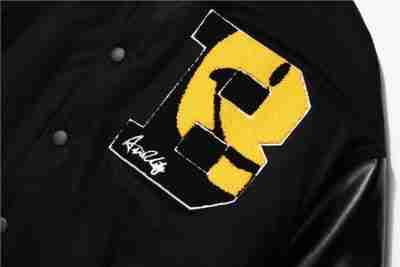 Furry Smiley Patchwork Varsity Black Jacket