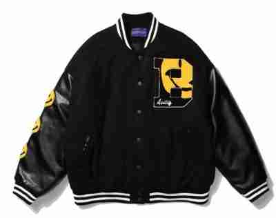 Furry Smiley Patchwork Varsity Bomber Jacket