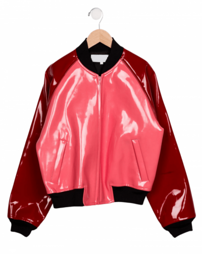 Girl Comme Des Garçons Faux Patent Leather Jacket