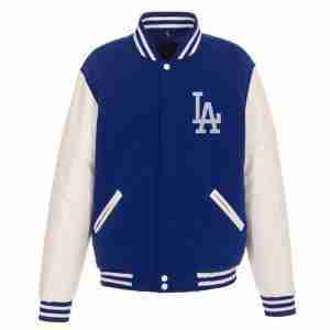 Los Angeles Dodgers Fleece Jacket with Faux Leather Sleeves