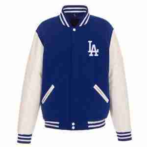 Los Angeles Dodgers Fleece Jacket with Faux Leather Sleeves