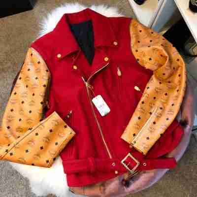 MCM Phenomenon Red Logo Biker Moto Jacket