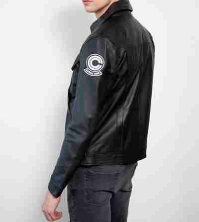 Mens Black Future Trunks Dragon Ball Leather Black Jacket
