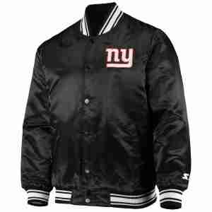 Men's Starter Black New York Giants Satin Varsity Jacket