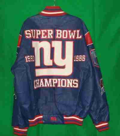 NFL New York Giants Leather Super Bowl Blue Jacket