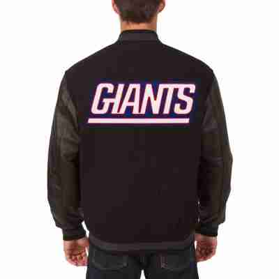 New York Black Giants Leather Black Jacket
