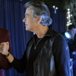 One December Night Peter Gallagher Black Leather Vest