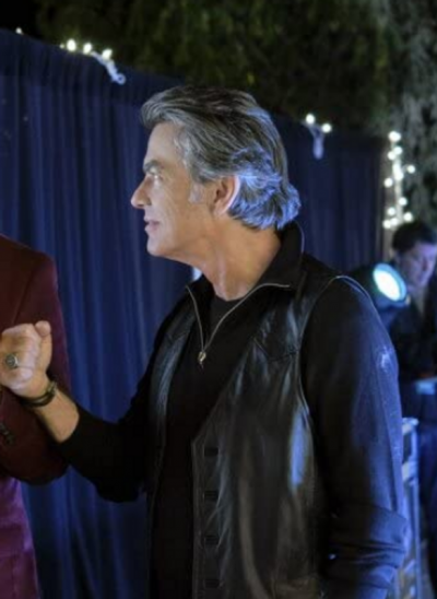 One December Night Peter Gallagher Black Leather Vest