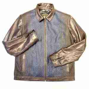 Pelle Pelle Chocolate Blue Weaved Bomber Jacket