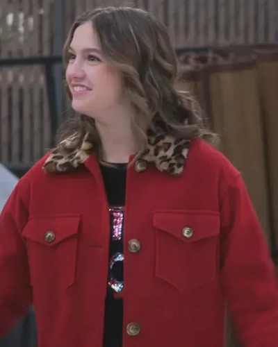 Side Hustle Presley Leopard Collar Red Coat