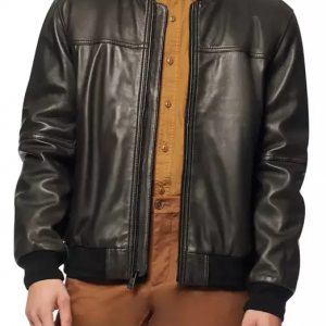 Summit Andrew Bomber Black Leather Jacket