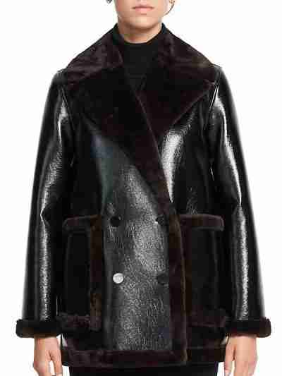 The Sex Lives of College Girls Leighton Murray Leather Coat With Fur Trim