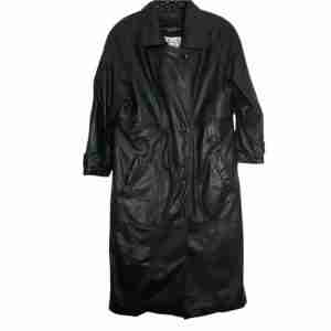 Women Leather Black Trench Coat