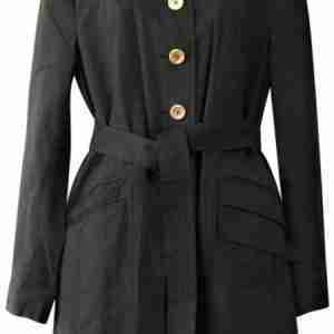 Women Pelle Black Mid-length Coat