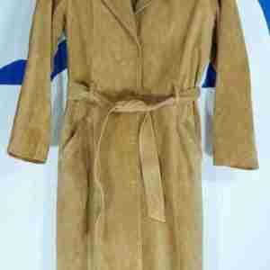 Women Tan Leather Trench Coat