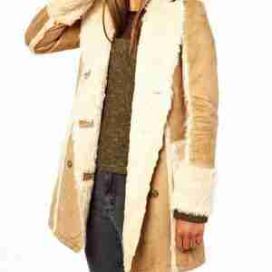 Women’s Shearling Camel Brown Leather Coat