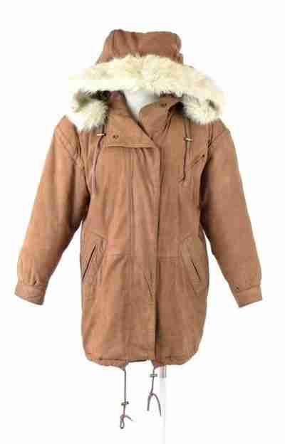 Womens Vintage 90s Pele Brown Leather Parka