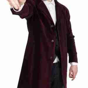 12th Doctor Burgundy Velvet Coat
