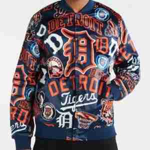 Detroit Tigers All Over Print Satin Jacket