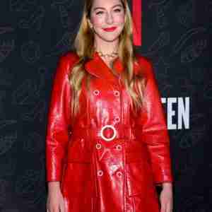 Este Haim AJ and the Queen Premiere Red Coat