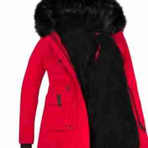Fur Hooded Red Wool Jacket
