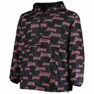 Los Angeles Lakers Black Big & Tall Allover Print Anorak Jacket
