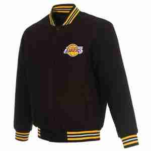 Los Angeles Lakers Black Embroidered Wool Jacket