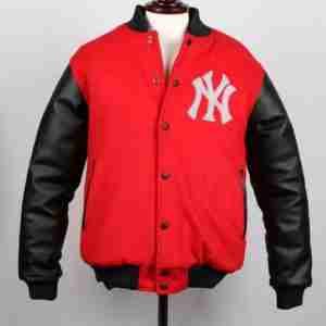 Men New York Yankee Red Letterman Jacket