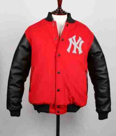 Men New York Yankee Red Letterman Jacket